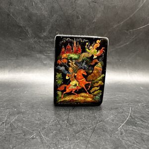 Russian Palekh Paper-mache Lacquer Box Traditional Vintage Signed Antique USSR
